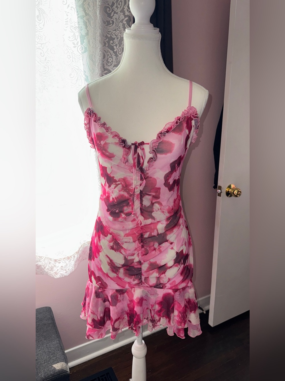 Ardene Pink Ruffled Mini Dress